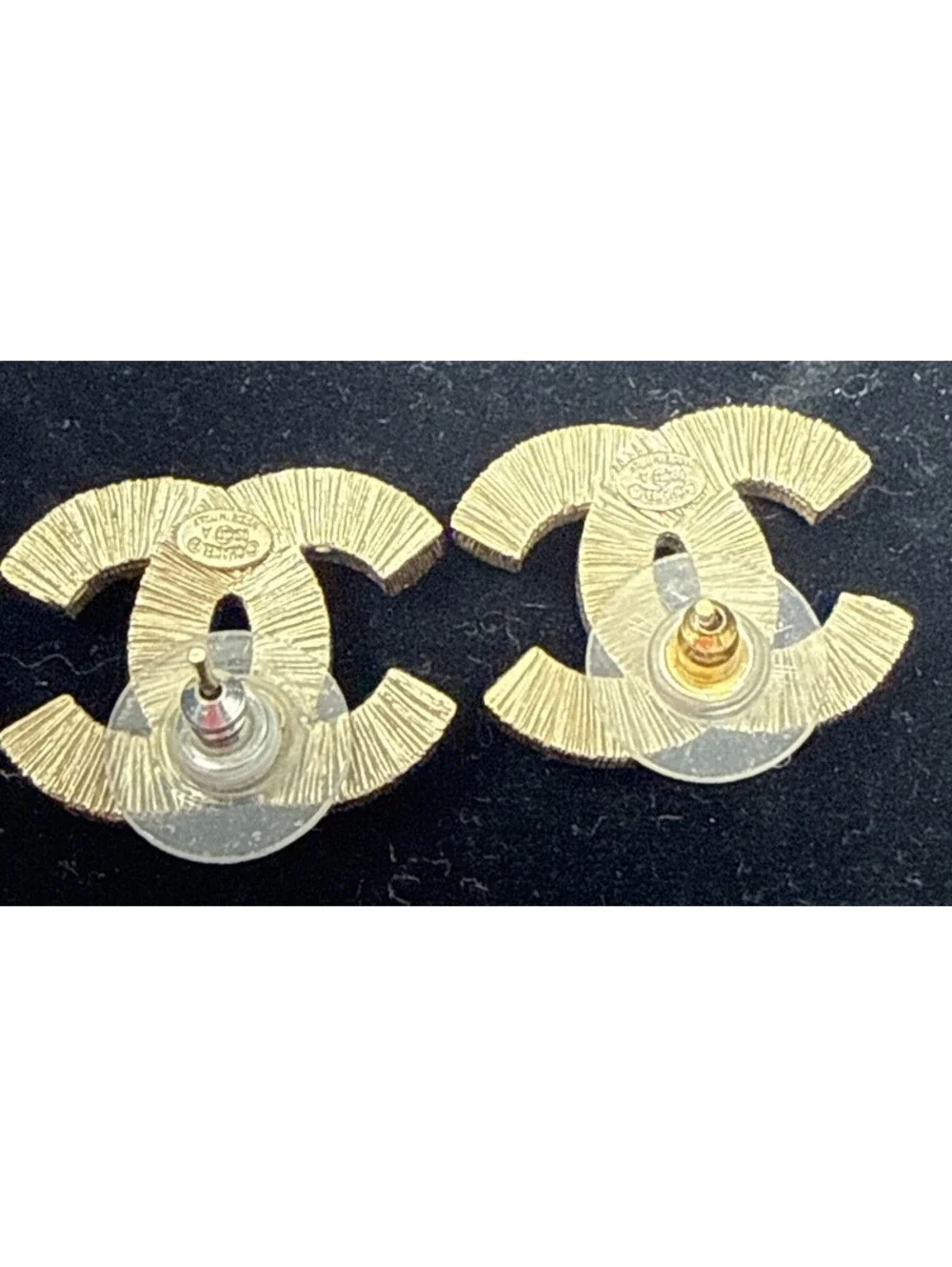 CHANEL Gold Tone CC Logo Stud Earrings White  Faux Pearl